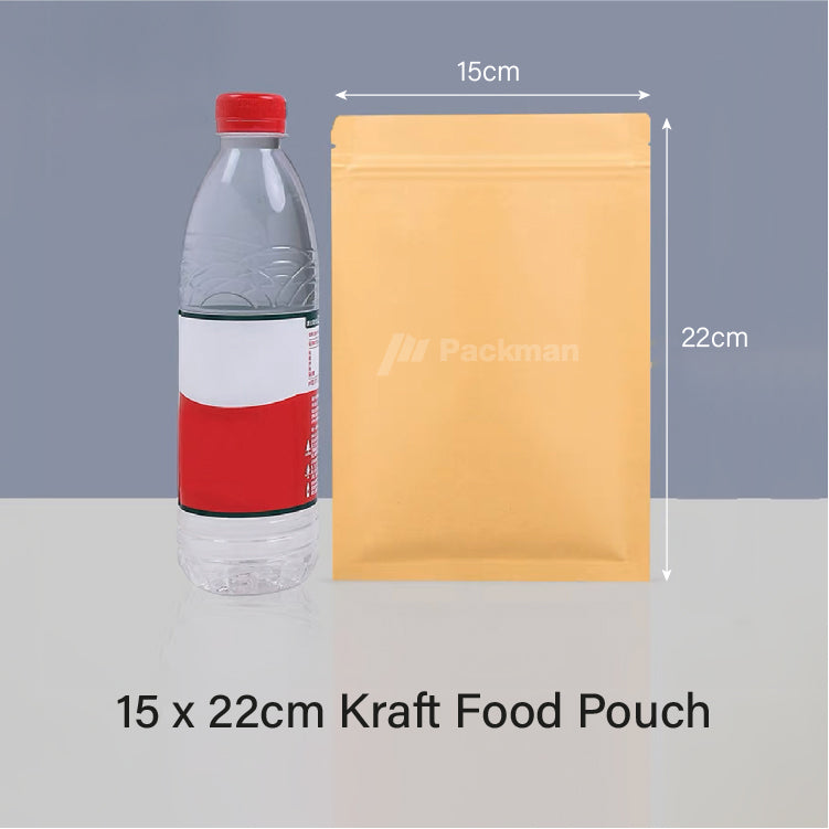 15 x 22cm Kraft Food Pouch (100pcs)