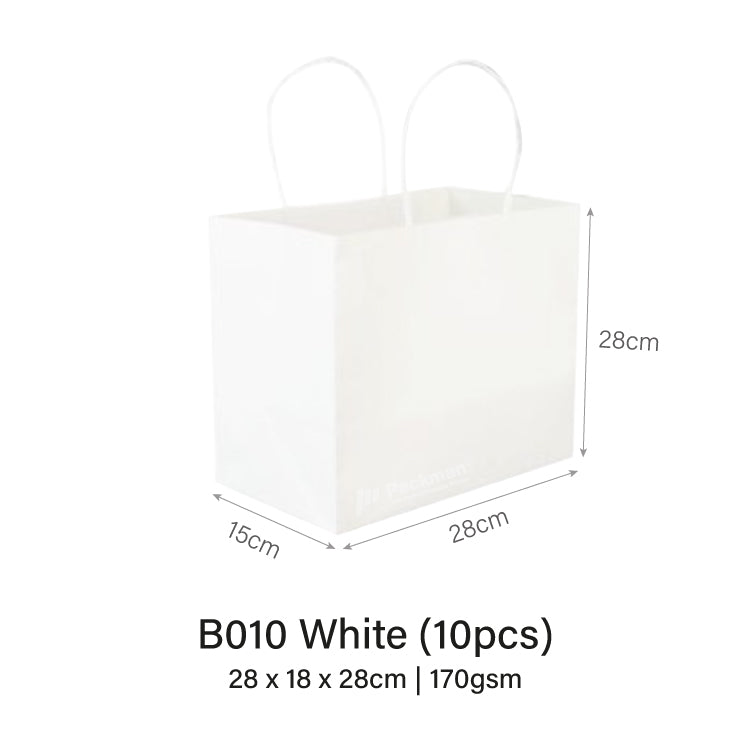 28 x 15 x 28cm B010 Extra Thick White Paper Bag (10pcs)