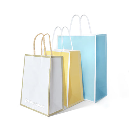 25 x 12 x 32cm White with Gold Border Paper Bag (10pcs)