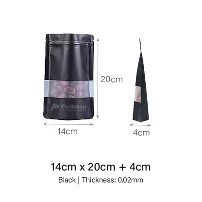 14 x 20cm Black Standing Pouch (100pcs)