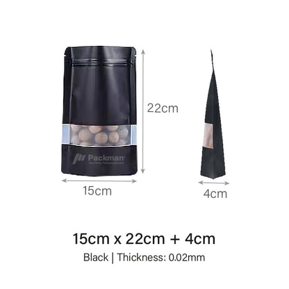 15 x 22cm Black Chrome Standing Pouch (100pcs)
