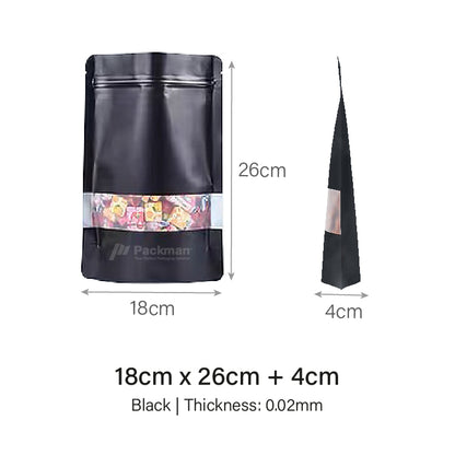 18 x 26cm Black Standing Pouch (100pcs)