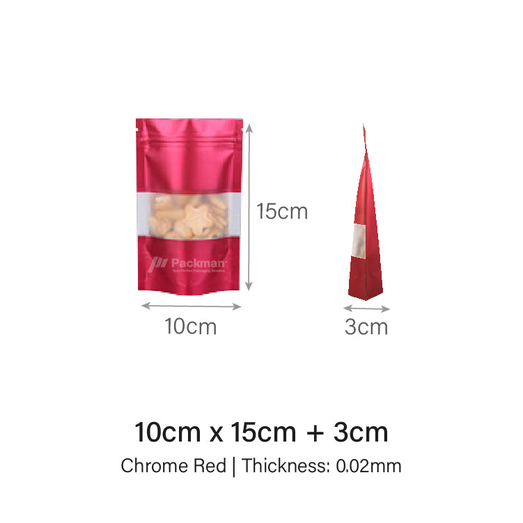 10 x 15cm Red Chrome Standing Pouch (100pcs)