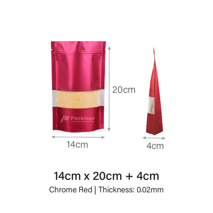 14 x 20cm Red Chrome Standing Pouch (100pcs)