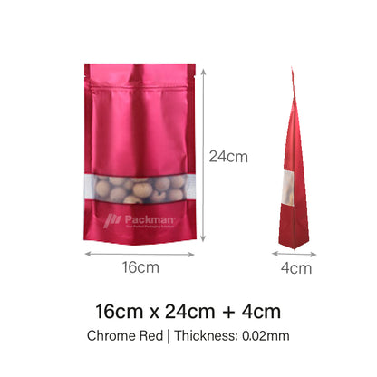16 x 24cm Red Chrome Standing Pouch (100pcs)