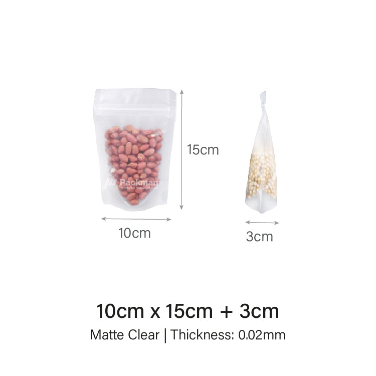 10 x 15cm Matte Clear Standing Pouch (100pcs)