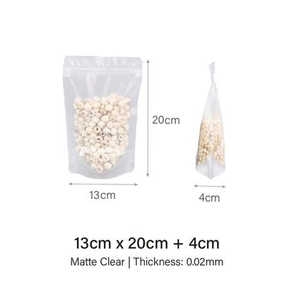 13 x 20cm Matte Clear Standing Pouch (100pcs)