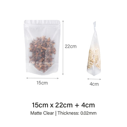 15 x 22cm Matte Clear Standing Pouch (100pcs)