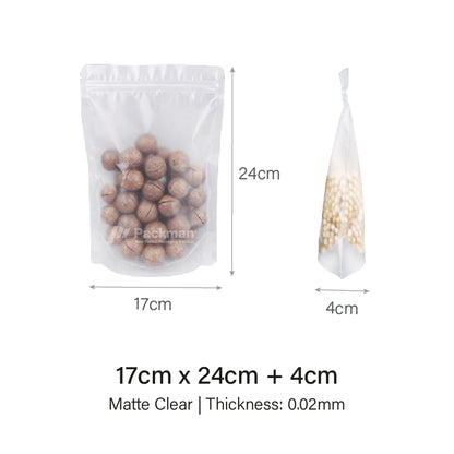 17 x 24cm Matte Clear Standing Pouch (100pcs)