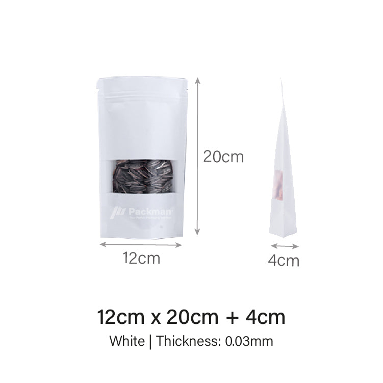 12 x 20cm White Standing Pouch (50pcs)