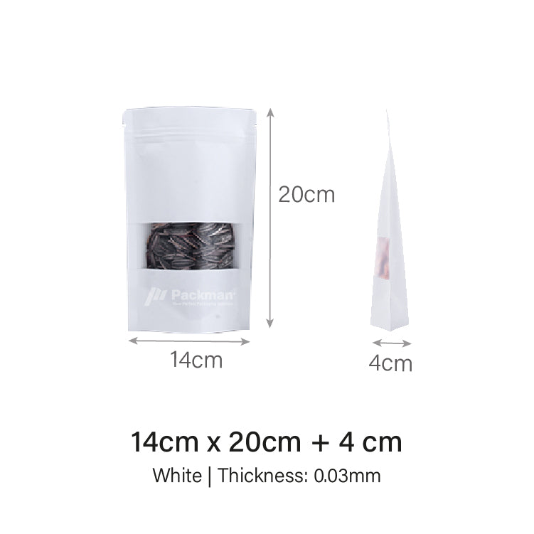 14 x 20cm White Standing Pouch (50pcs)