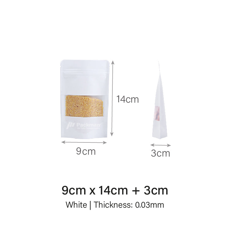 9 x 14cm White Standing Pouch (100pcs)