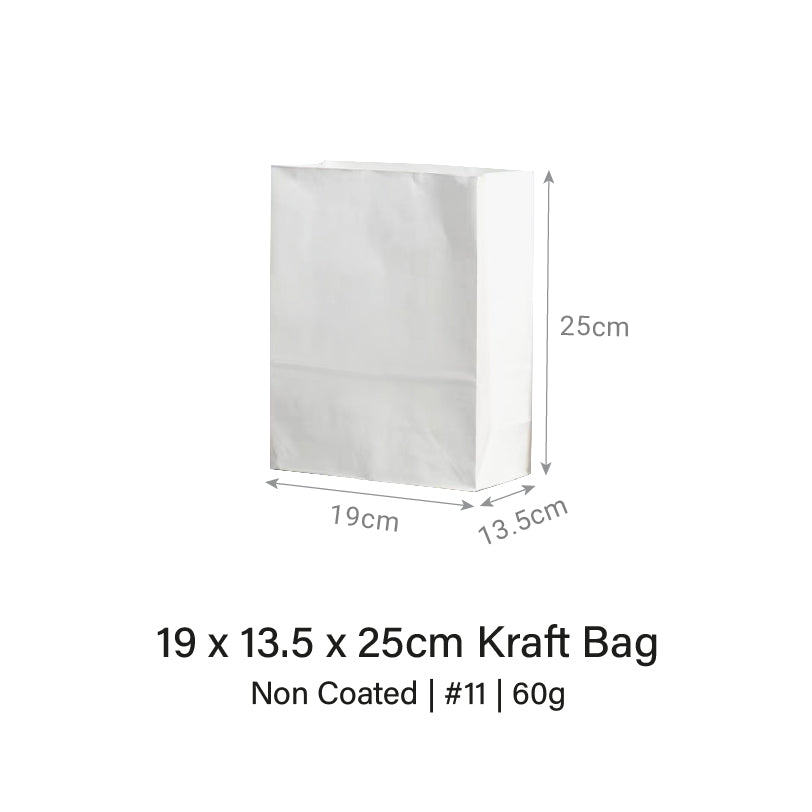 19 x 13.5 x 25cm White Kraft Bag
