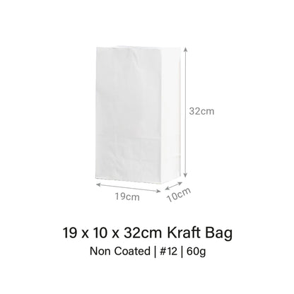 19 x 10 x 32cm White Kraft Bag