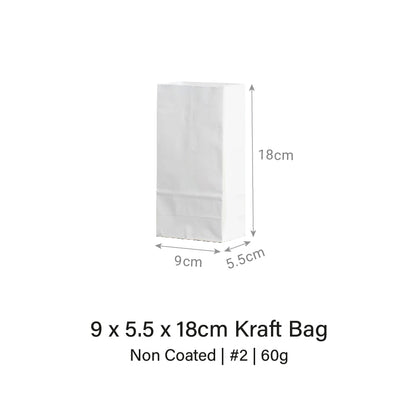 9 x 5.5 x 18cm White Kraft Bag