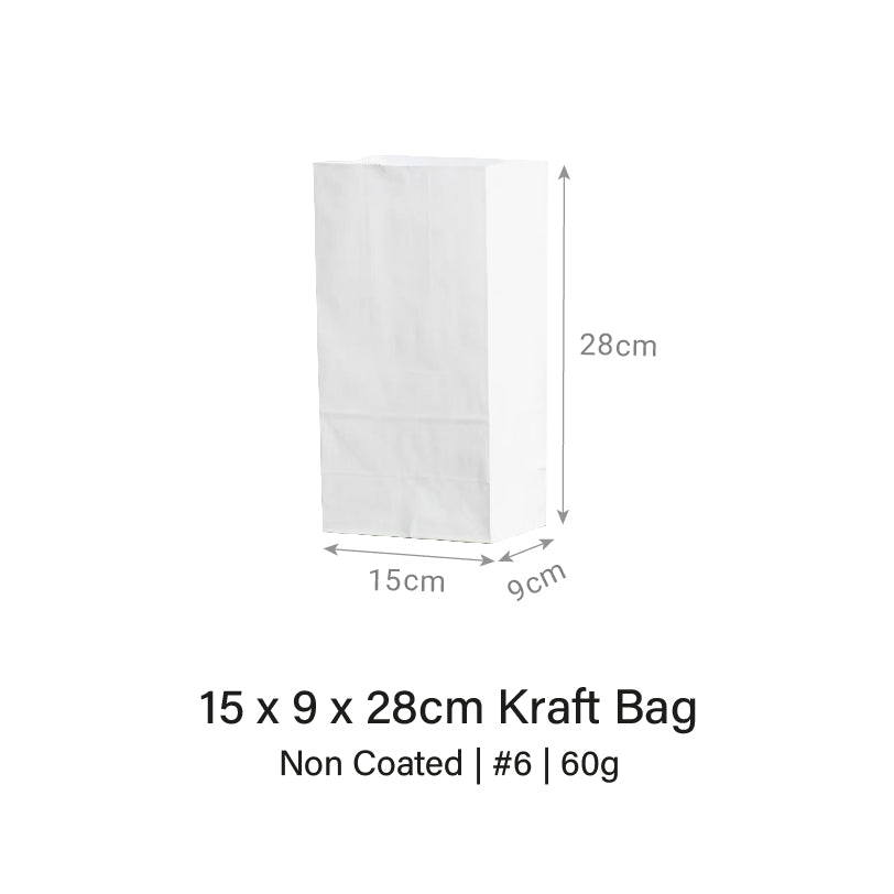 15 x 9 x 28cm White Kraft Bag