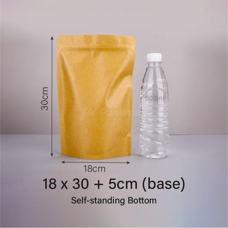 18 x 30cm Kraft Standing Pouch (No Window)