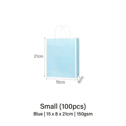15 x 8 x 21cm Blue with White Border Paper Bag (10pcs)