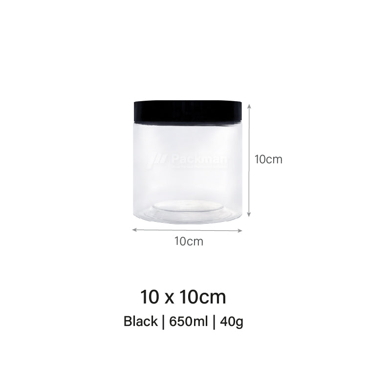 10 x 10cm Black Plastic Jar (9pcs)