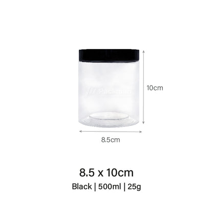 8.5 x 10cm Black Plastic Jar (6pcs)