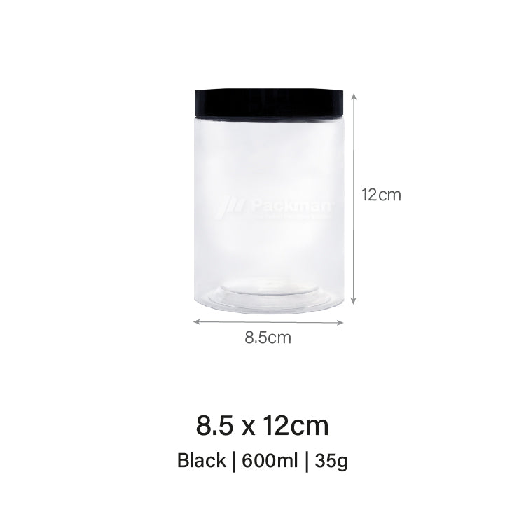 8.5 x 12cm Black Plastic Jar (6pcs)