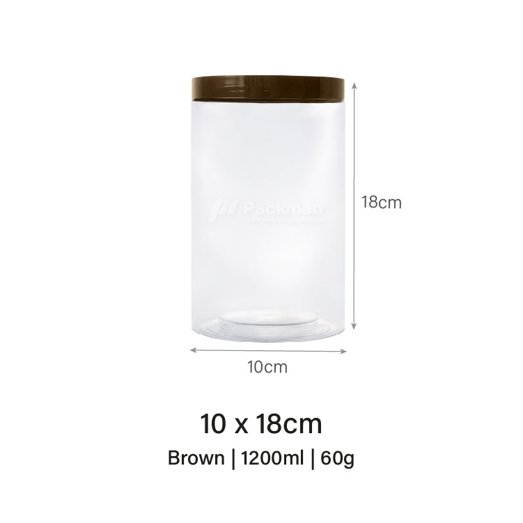 10 x 18cm Brown Plastic Jar (6pcs)