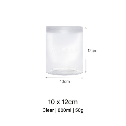 10 x 12cm Clear Plastic Jar (6pcs)