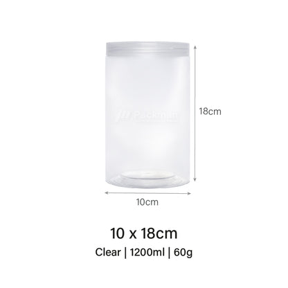 10 x 18cm Clear Plastic Jar (6pcs)