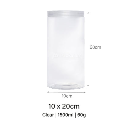 10 x 20cm Clear Plastic Jar (6pcs)