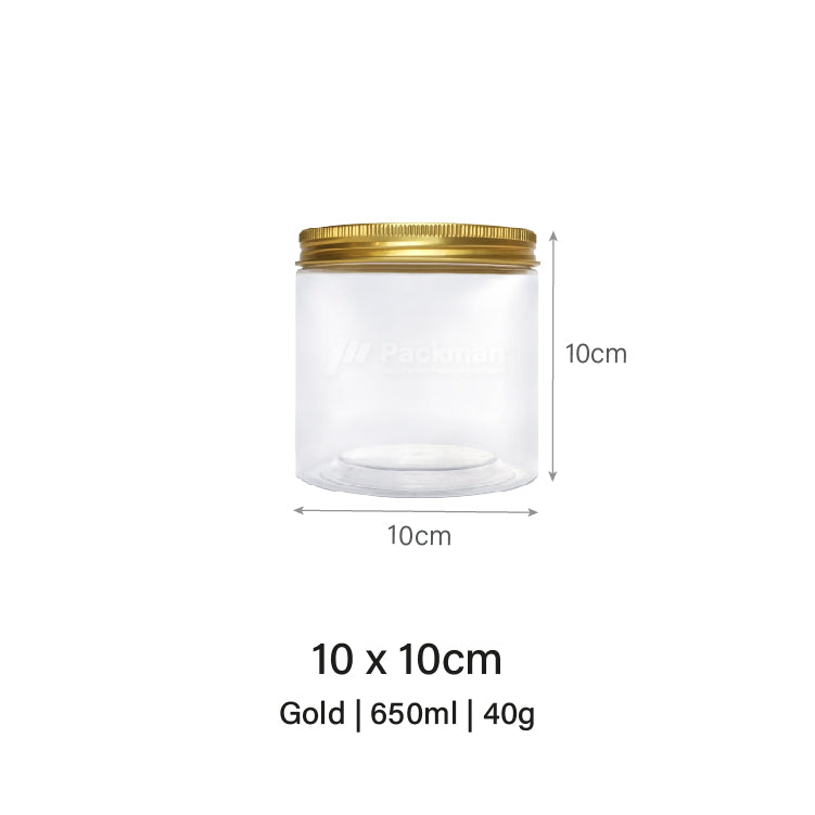 10 x 10cm Gold Plastic Jar (9pcs)