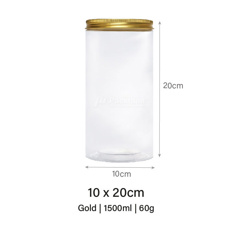 10 x 20cm Gold Plastic Jar (6pcs)
