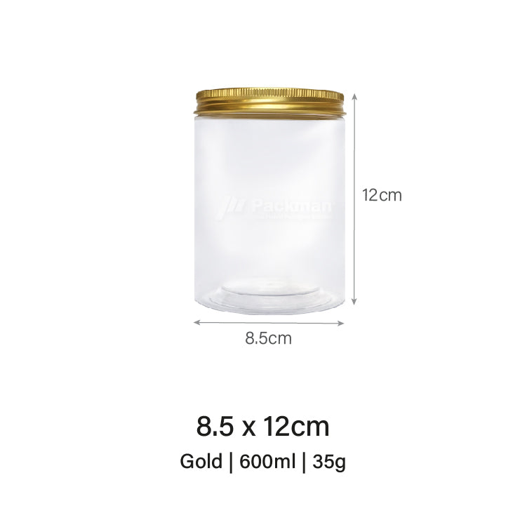 8.5 x 12cm Gold Plastic Jar (6pcs)