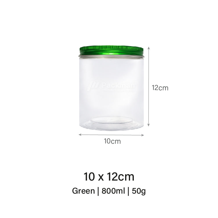 10 x 12cm Green Plastic Jar (6pcs)