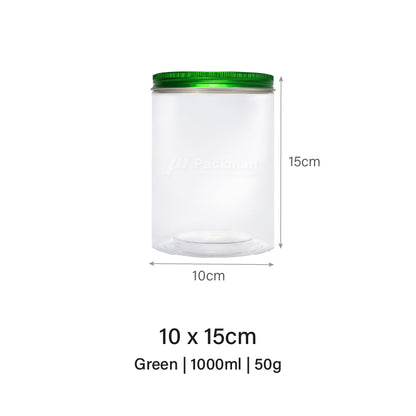10 x 15cm Green Plastic Jar (6pcs)