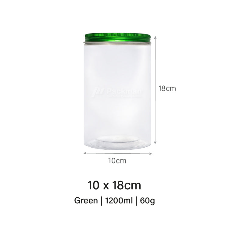 10 x 18cm Green Plastic Jar (6pcs)