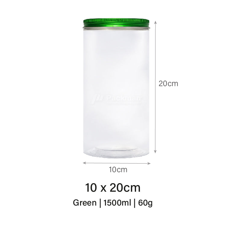 10 x 20cm Green Plastic Jar (6pcs)