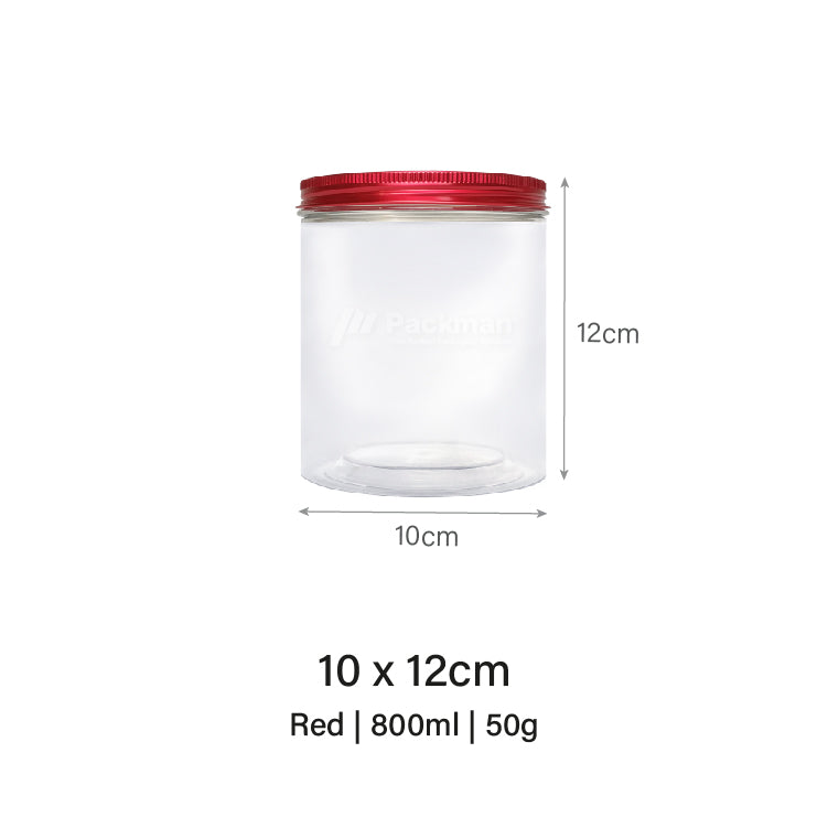 10 x 12cm Red Plastic Jar (6pcs)