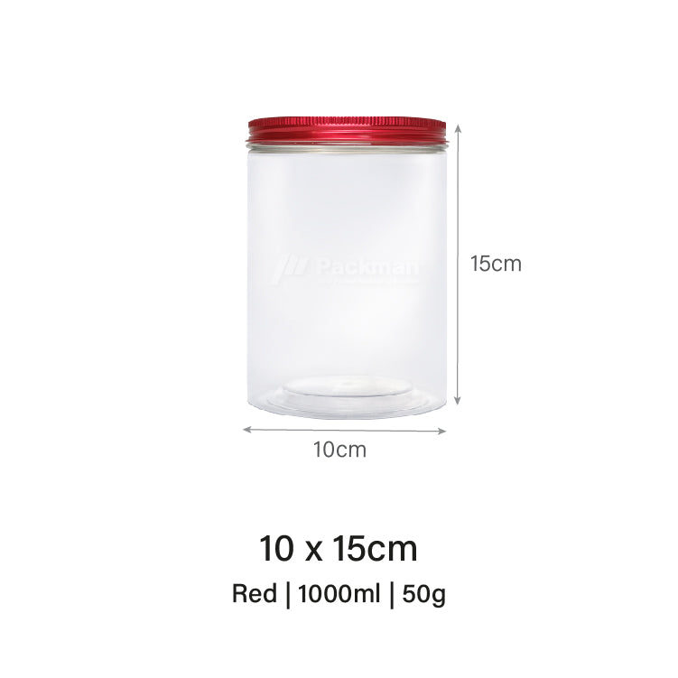 10 x 15cm Red Plastic Jar (6pcs)