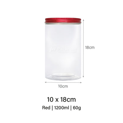 10 x 18cm Red Plastic Jar (6pcs)
