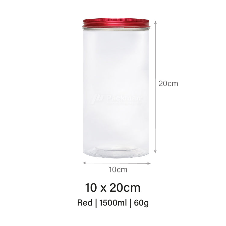 10 x 20cm Red Plastic Jar (6pcs)