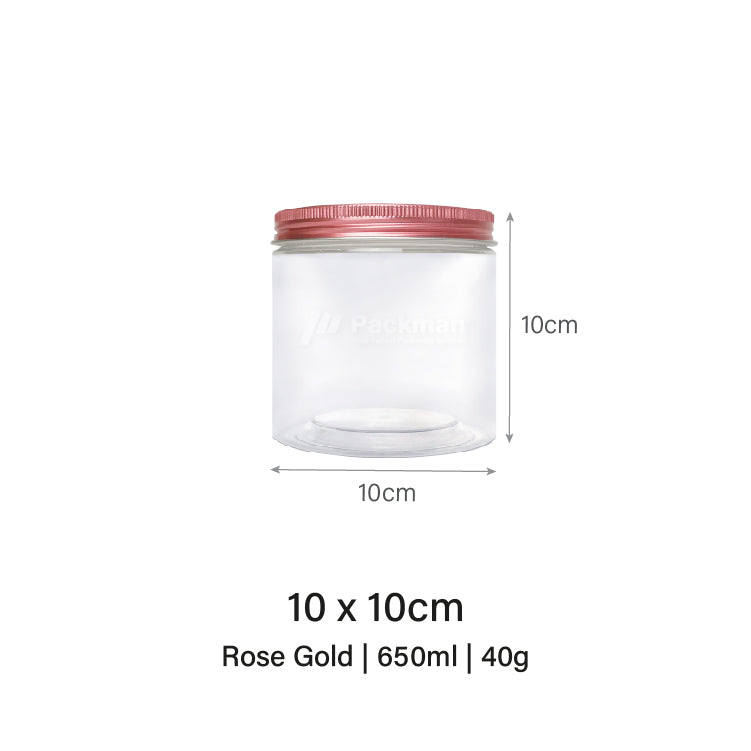 10 x 10cm Rose Gold Plastic Jar (9pcs)