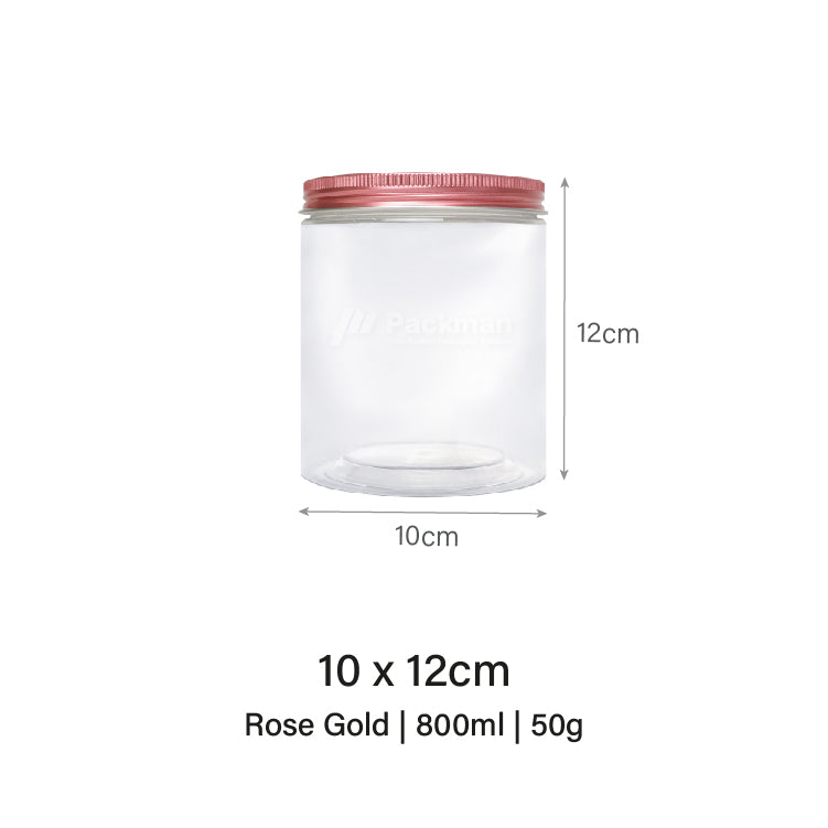 10 x 12cm Rose Gold Plastic Jar (6pcs)