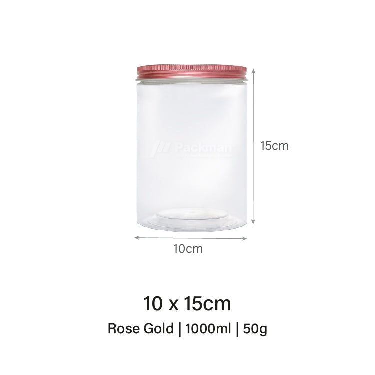 10 x 15cm Rose Gold Plastic Jar (6pcs)