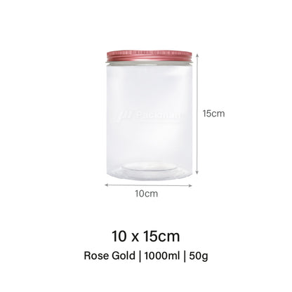 10 x 15cm Rose Gold Plastic Jar (6pcs)