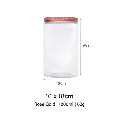 10 x 18cm Rose Gold Plastic Jar (6pcs)