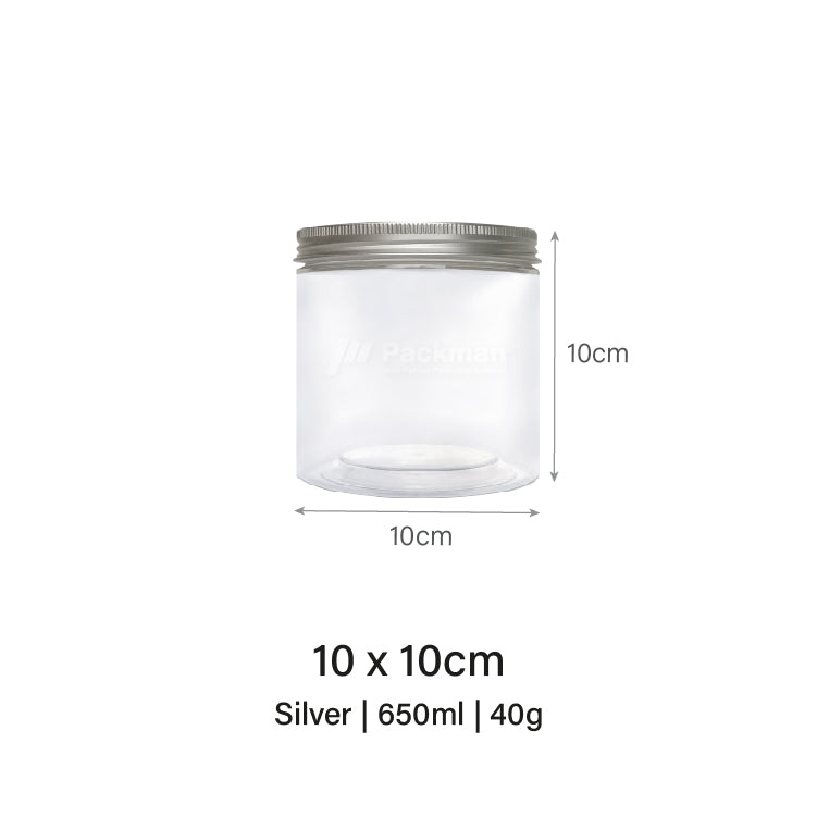 10 x 10cm Silver Plastic Jar (9pcs)