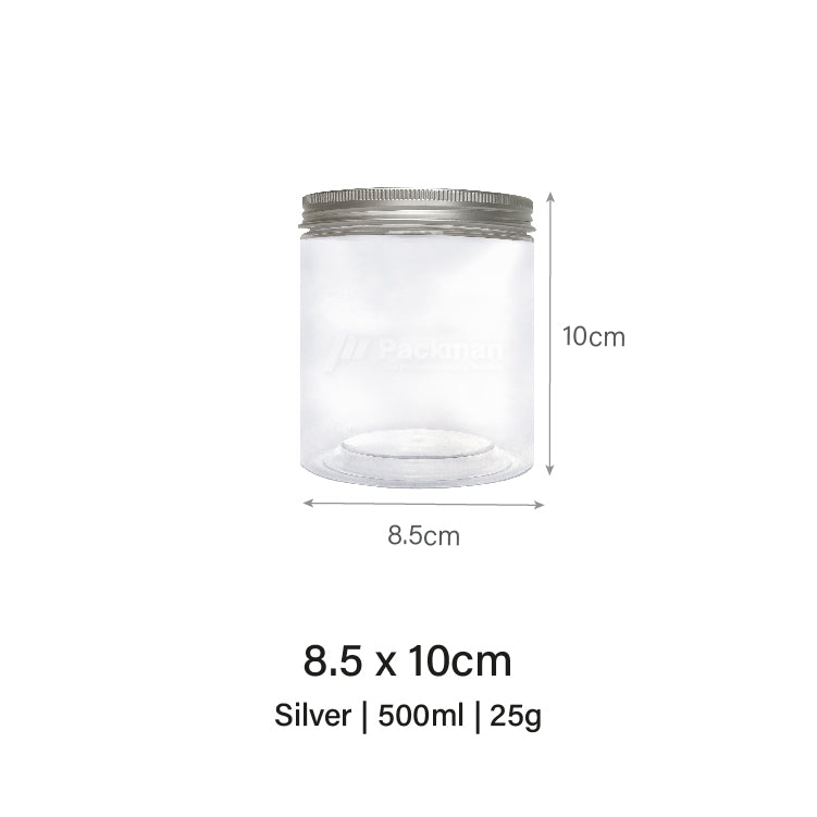 8.5 x 8.5cm Silver Plastic Jar (9pcs)