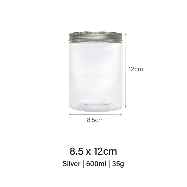 8.5 x 12cm Silver Plastic Jar (6pcs)