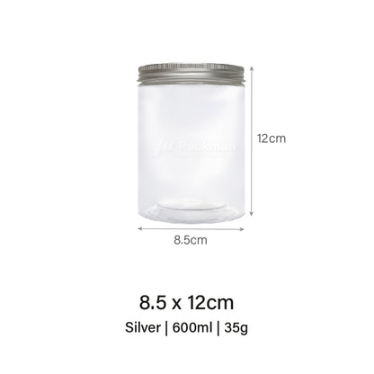 8.5 x 12cm Silver Plastic Jar (6pcs)