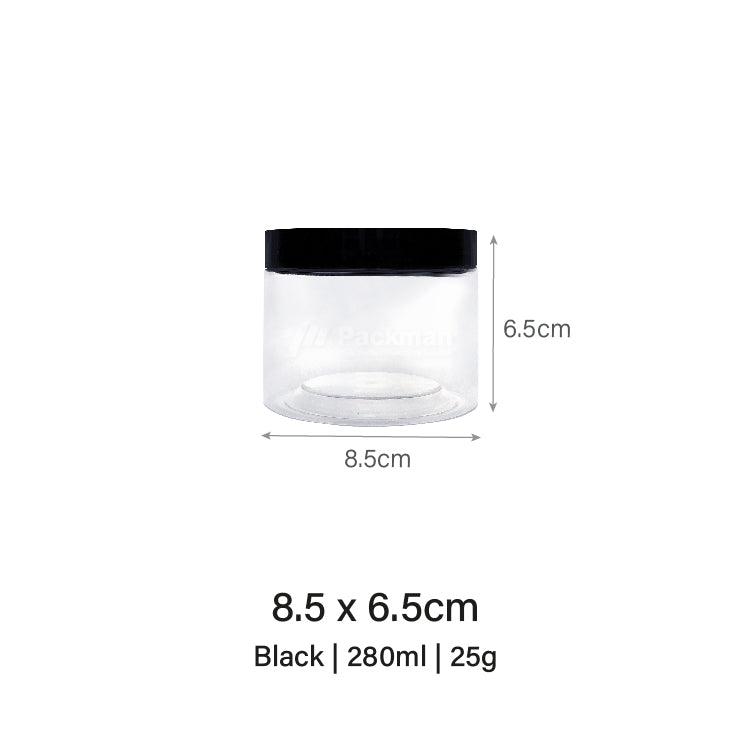 8.5 x 6.5cm Black Plastic Jar (9pcs)